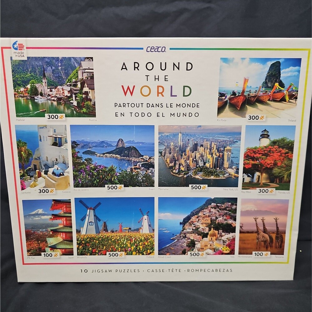 Ceaco Jigsaw Puzzle Set Around The World 10 Puzzles